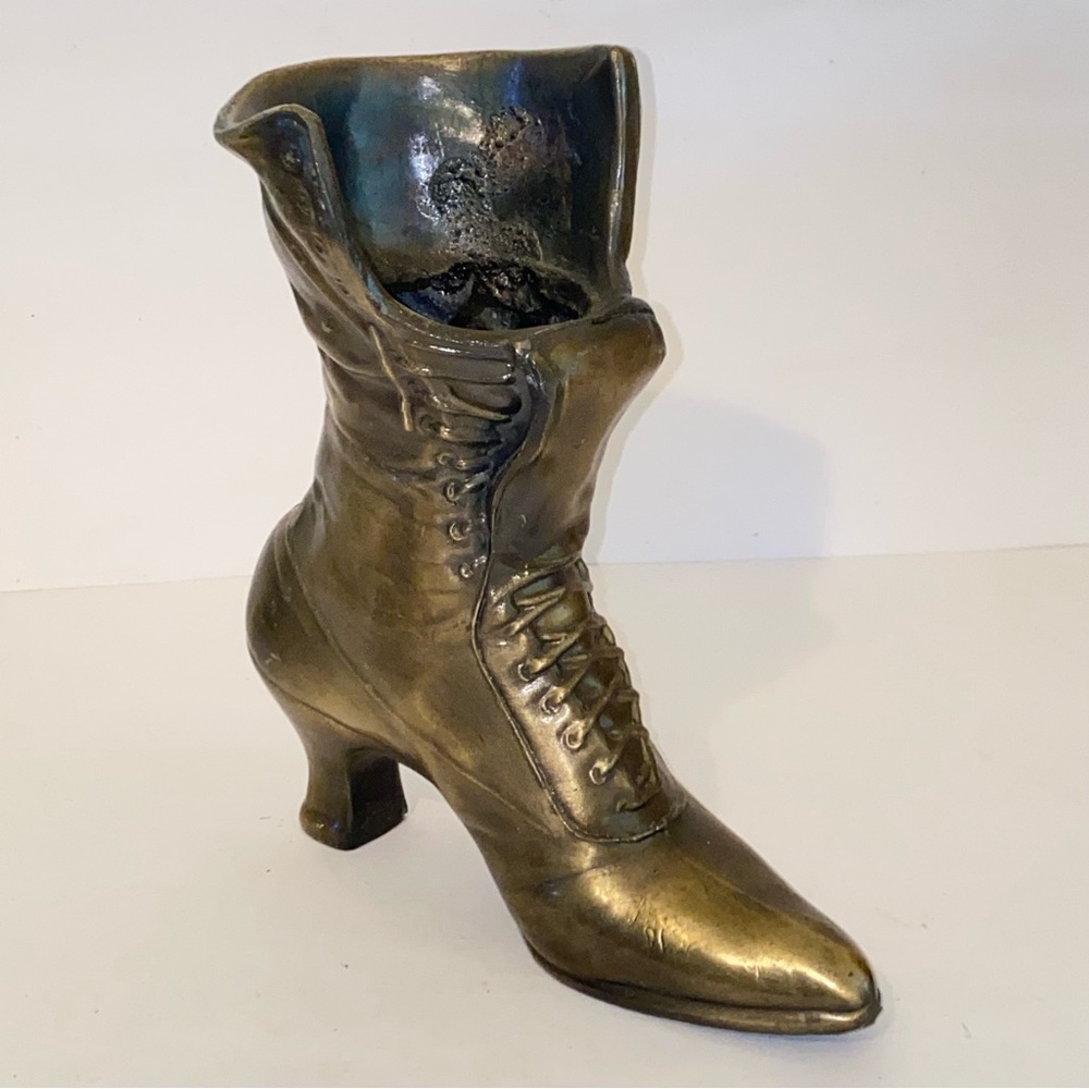 Vintage Cast Bronze Victorian Boot Planter - Picture 13 of 13